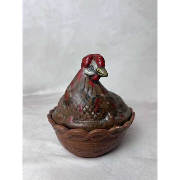 Vintage Hen on Nest Painted Ceramic 1970s - Picture 2 of 10